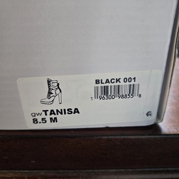 GUESS Black Heeled Lace-Up Boots - Picture 3 of 3